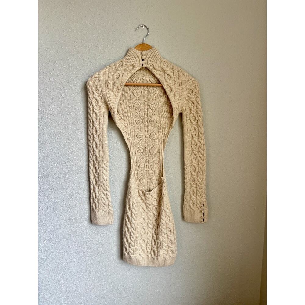 Danielle Guizio Womens Beige Open Back Wool Mini Dress - Picture 5 of 9